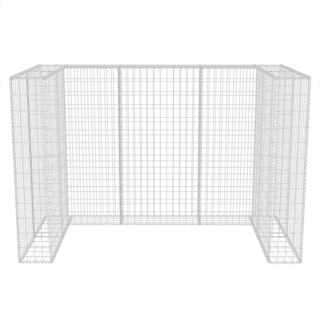 gabion-afskærmning til 2 affaldsbeholdere 180x100x120 cm stål