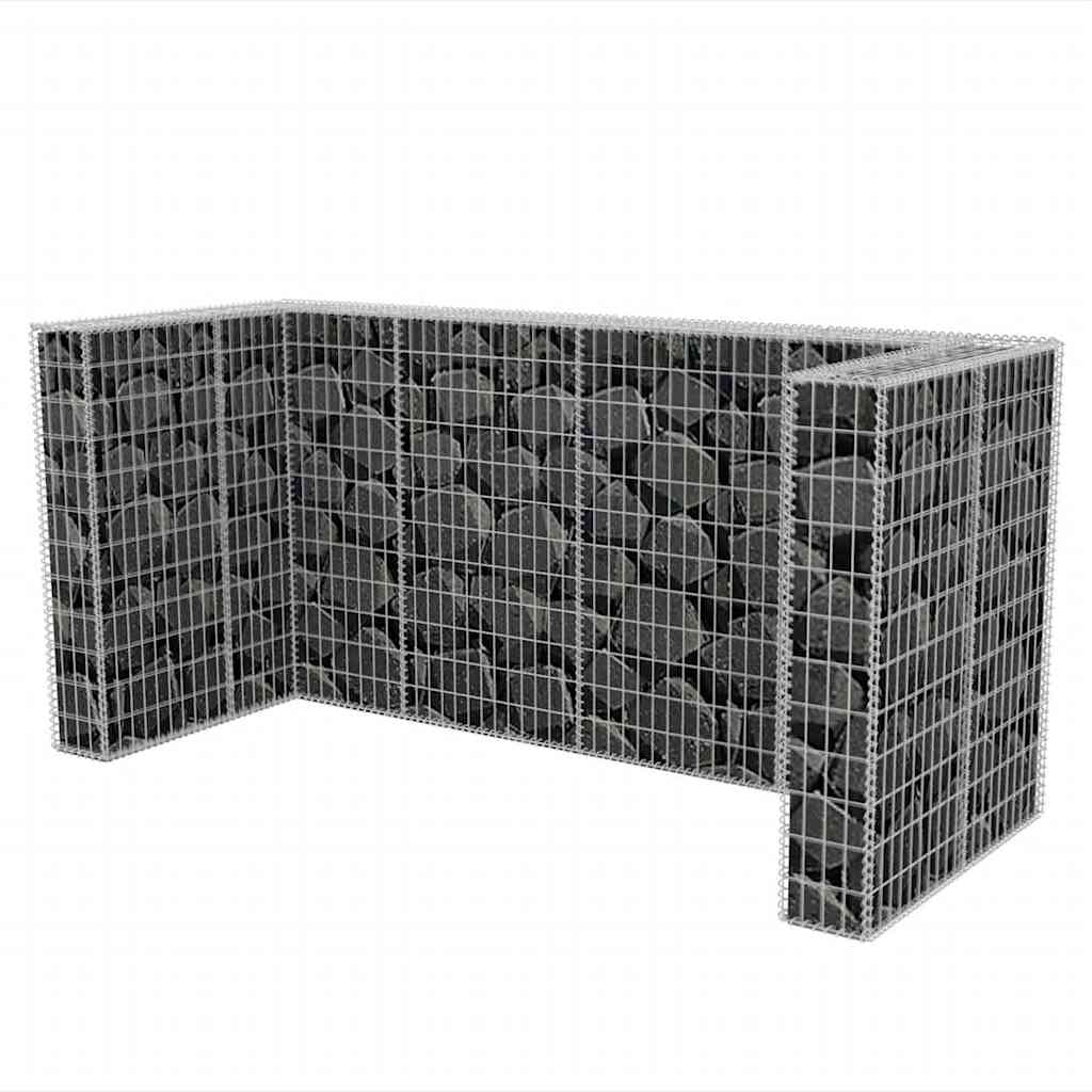 gabionafskærmning til tre affaldsbeholdere 250x100x120 cm stål