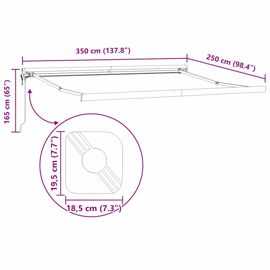Markiseramme Hvid 350 x 250 cm Aluminium