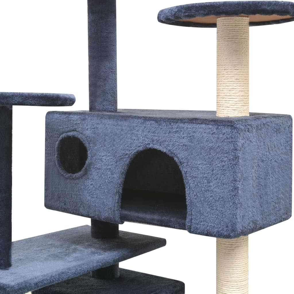 kradsetræ med sisal til katte 125 cm mørkeblå