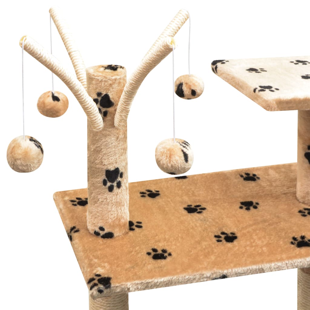 kradsetræ med sisal til katte 125 cm poteprint beige