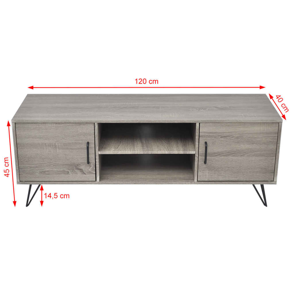 tv-bord 120x40x45 cm grå