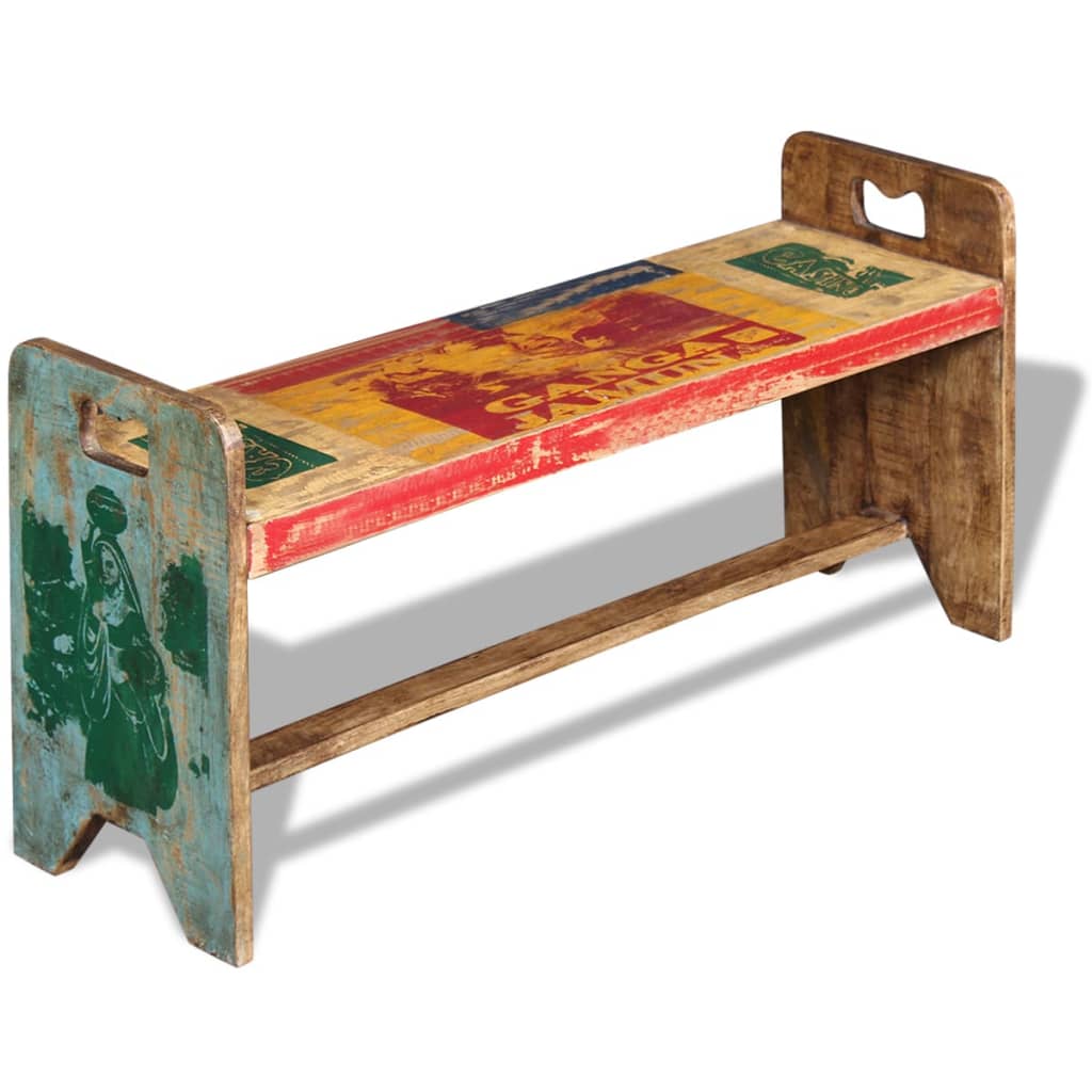 bænk 100x30x50 cm massivt genbrugstræ