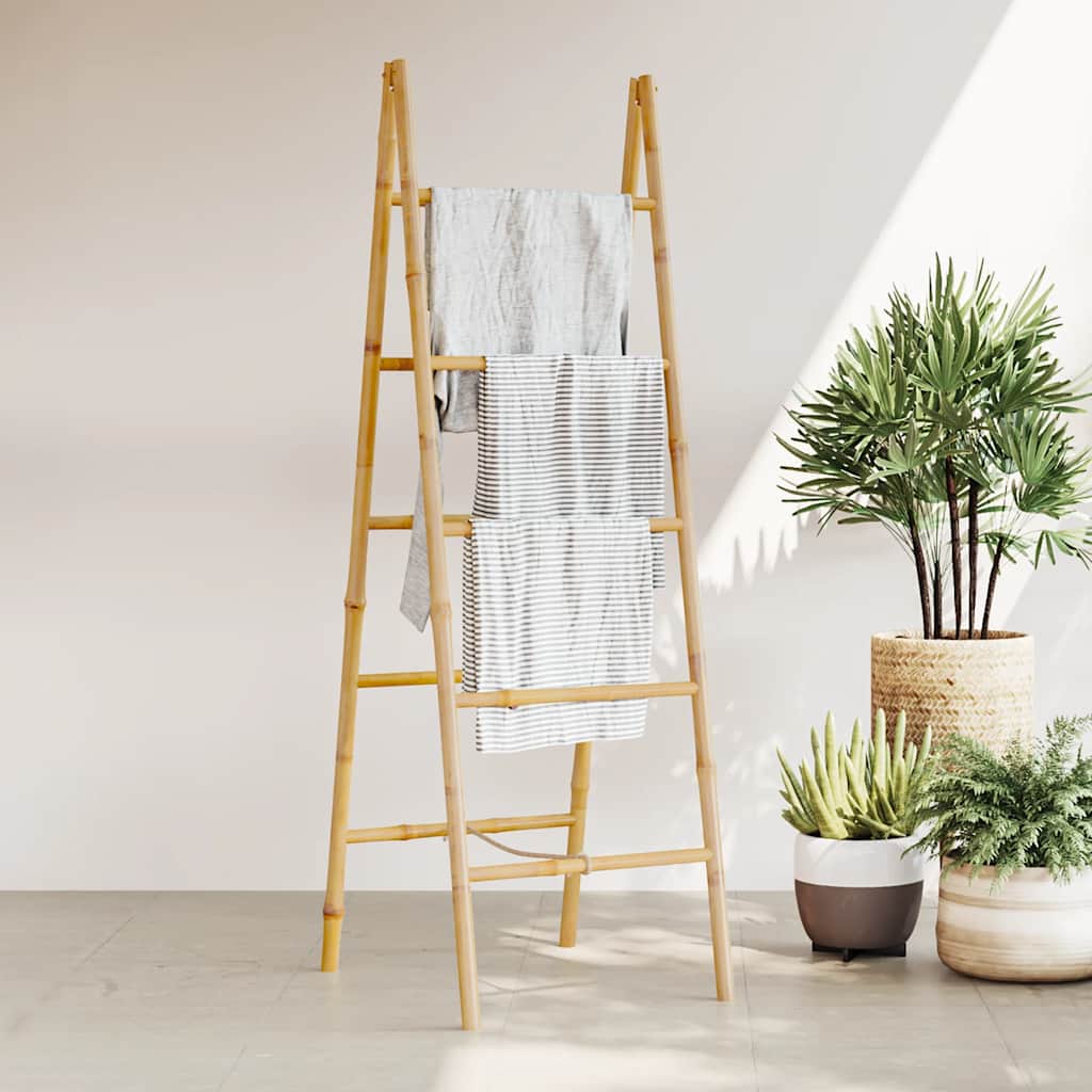 dobbelt håndklædestige med 5 ribbe i bambus 50x160 cm