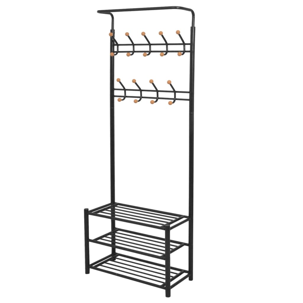 knagerække med skoopbevaring 68 x 32 x 182,5 cm sort