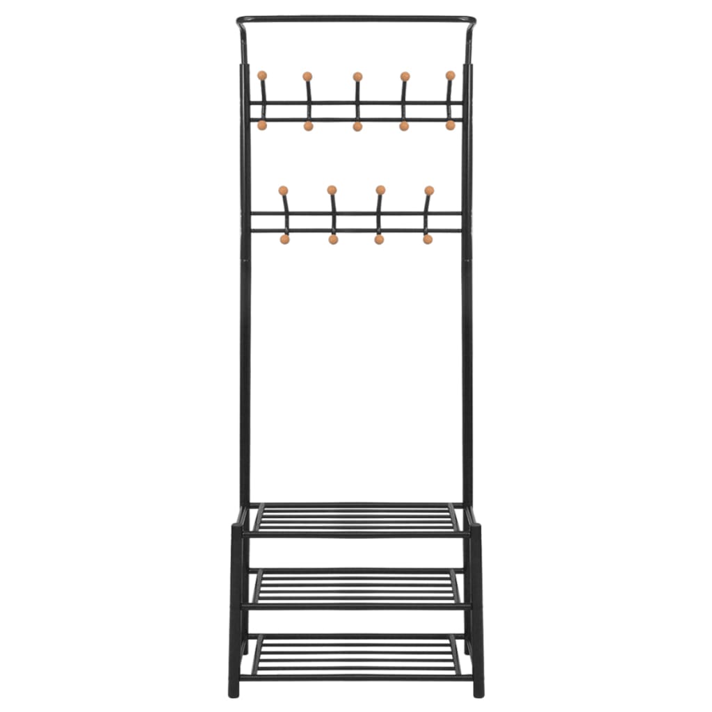 knagerække med skoopbevaring 68 x 32 x 182,5 cm sort