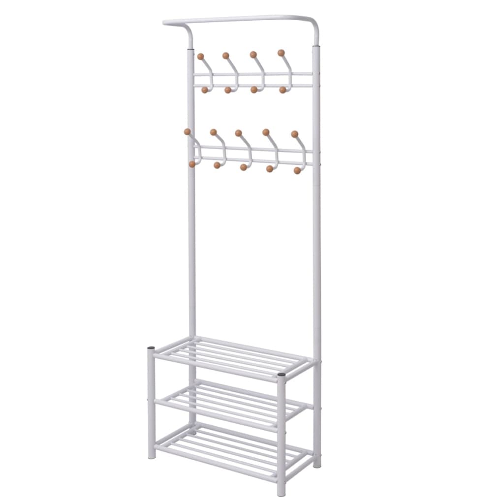 knagerække med skoopbevaring 68x32x182,5 cm hvid