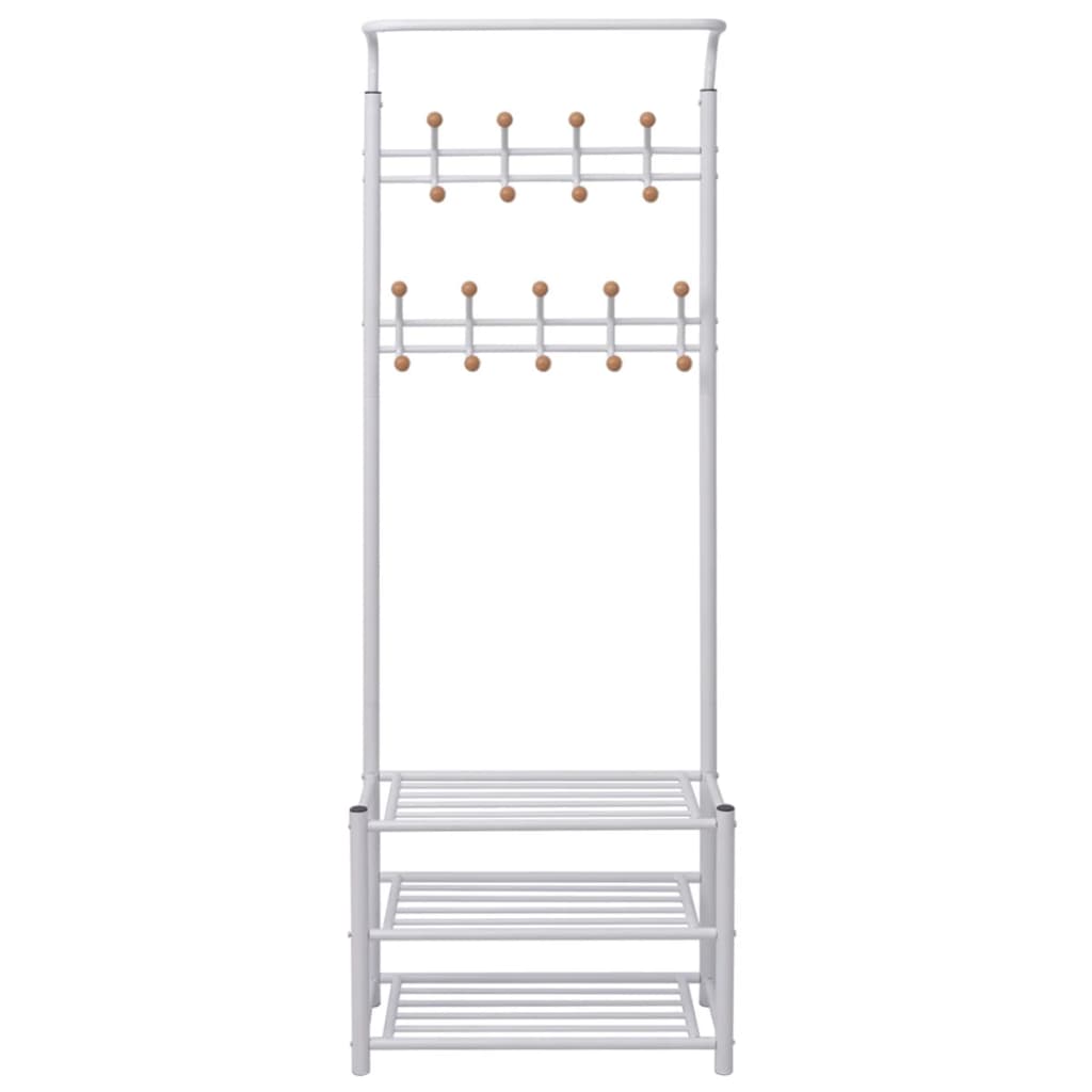 knagerække med skoopbevaring 68x32x182,5 cm hvid