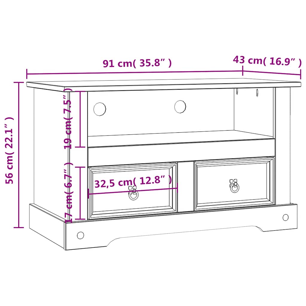 tv-møbel Corona-serien 91x43x56 cm mexicansk fyrretræ