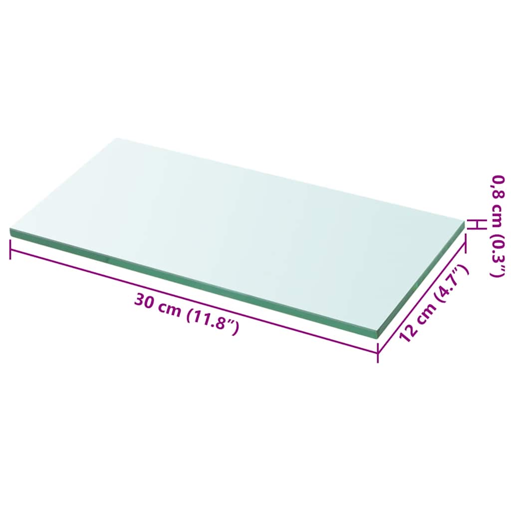 hylde glaspanel klar 30x12 cm