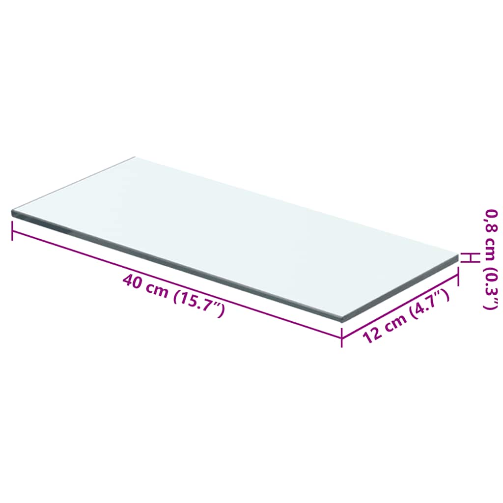 hylde glaspanel klar 40x12 cm
