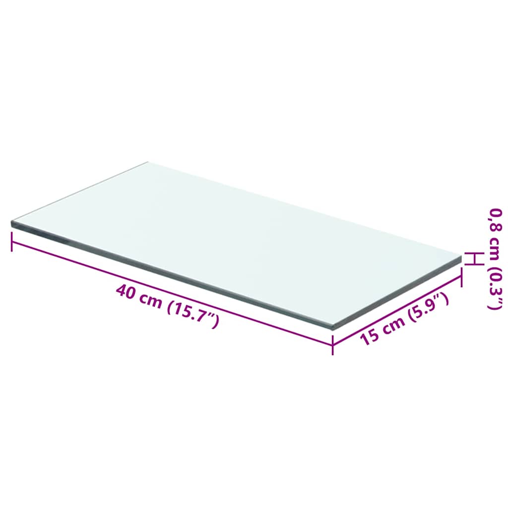 hylde glaspanel klar 40x15 cm