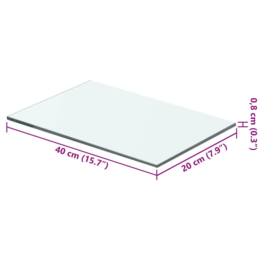 hylde glaspanel klar 40x20 cm