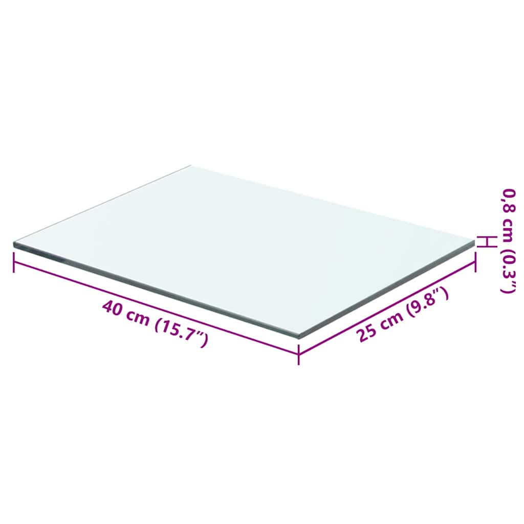 hylde glaspanel klar 40x25 cm