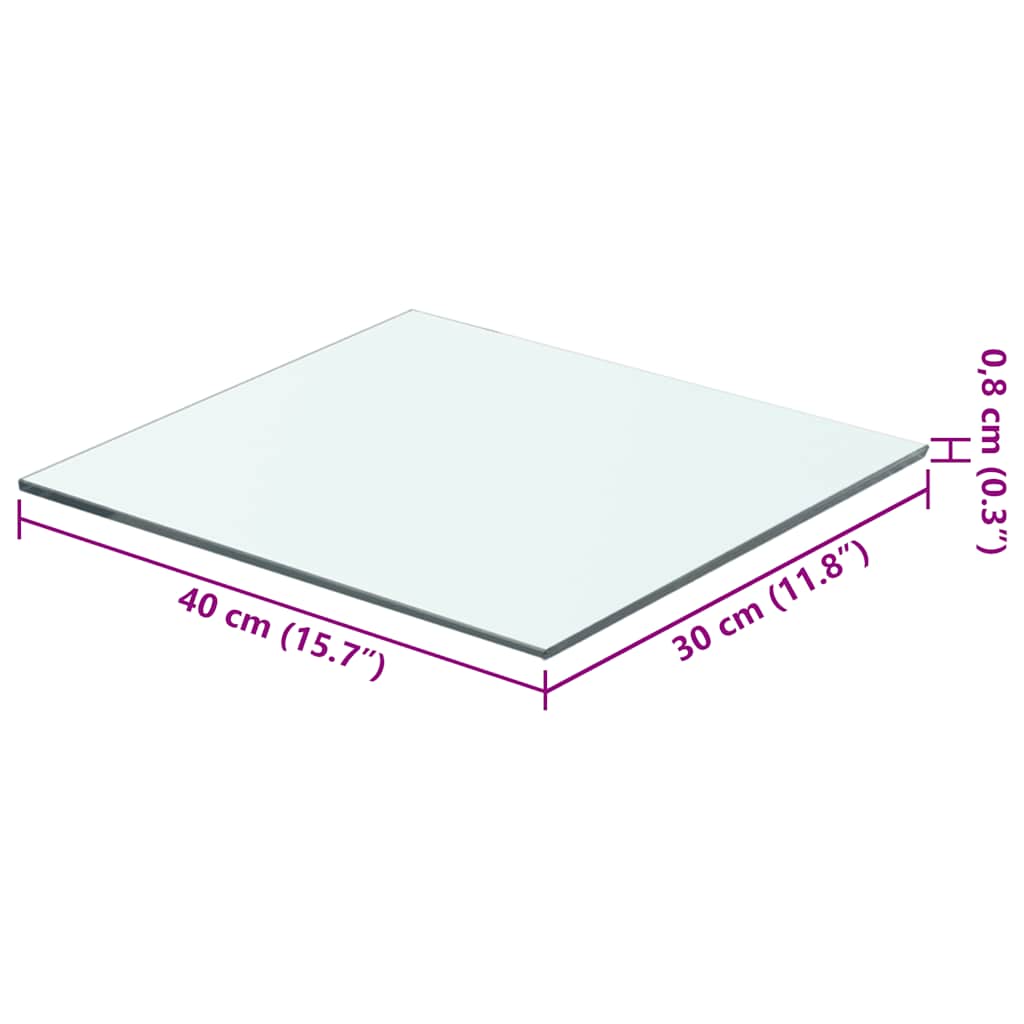 hylde glaspanel klar 40x30 cm