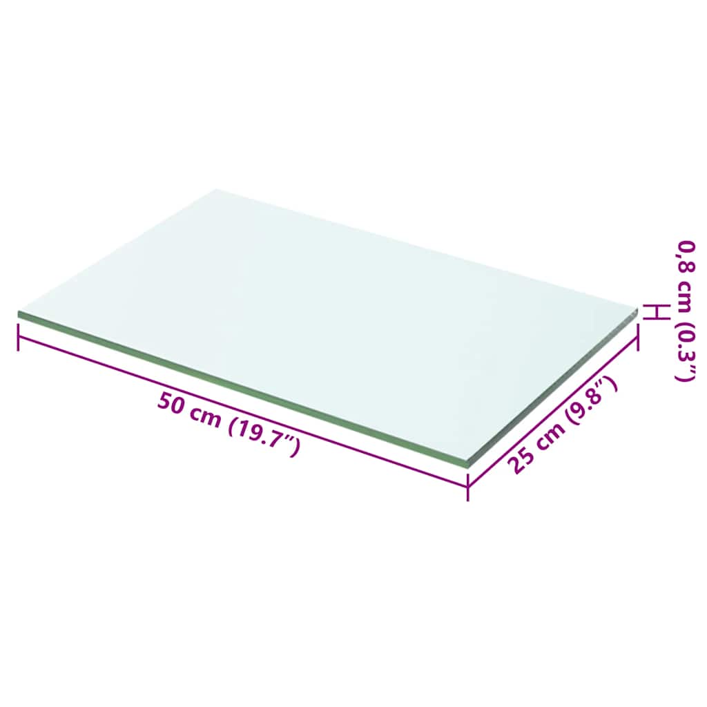 hylde glaspanel klar 50x25 cm