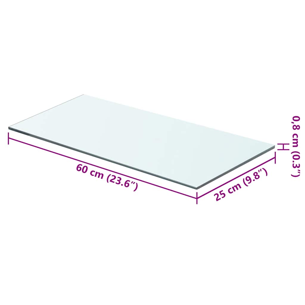 hylde glaspanel klar 60x25 cm