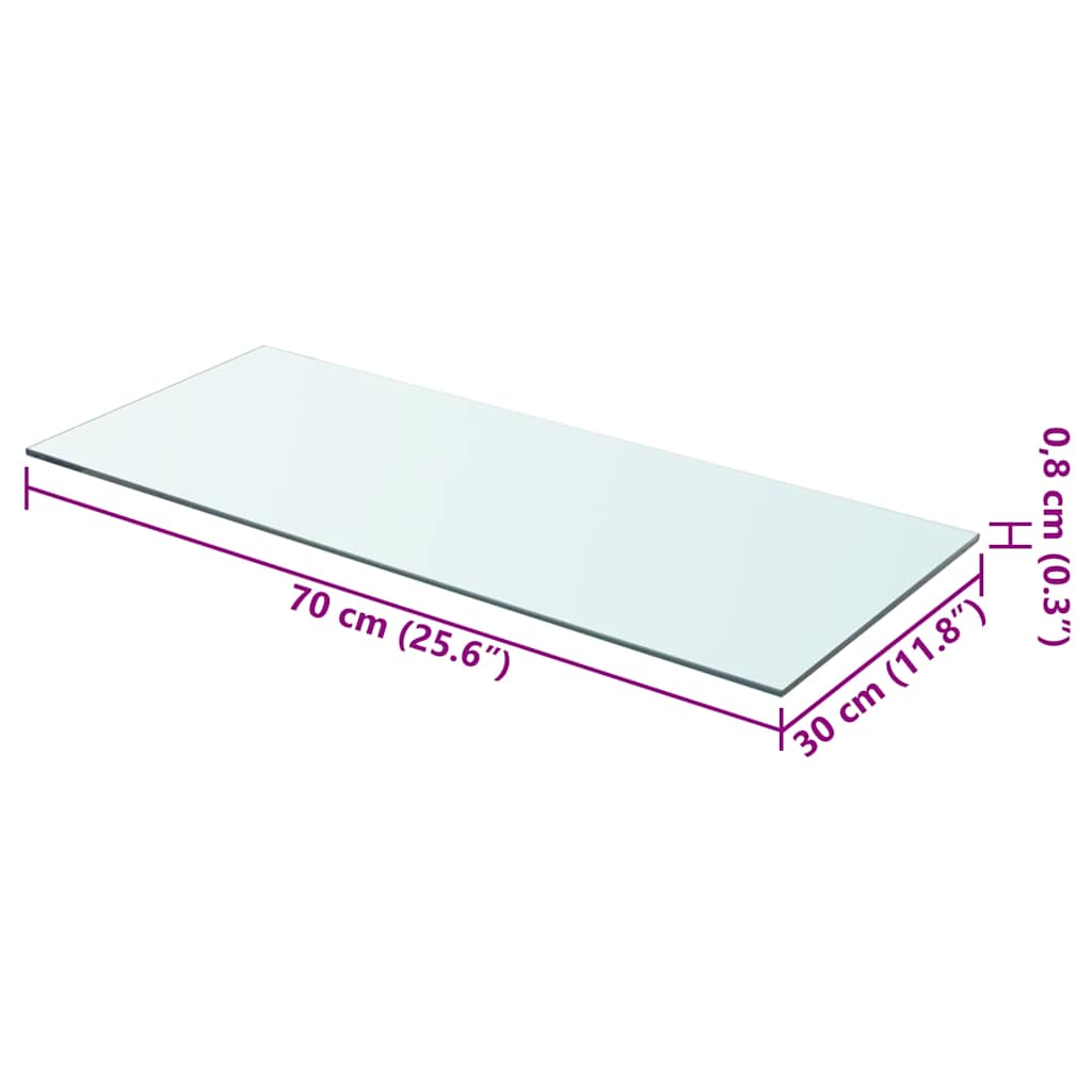 hylde glaspanel klar 70x30 cm