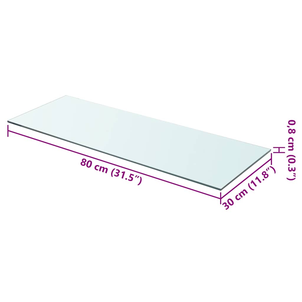glashyldepanel gennemsigtig 80x30 cm