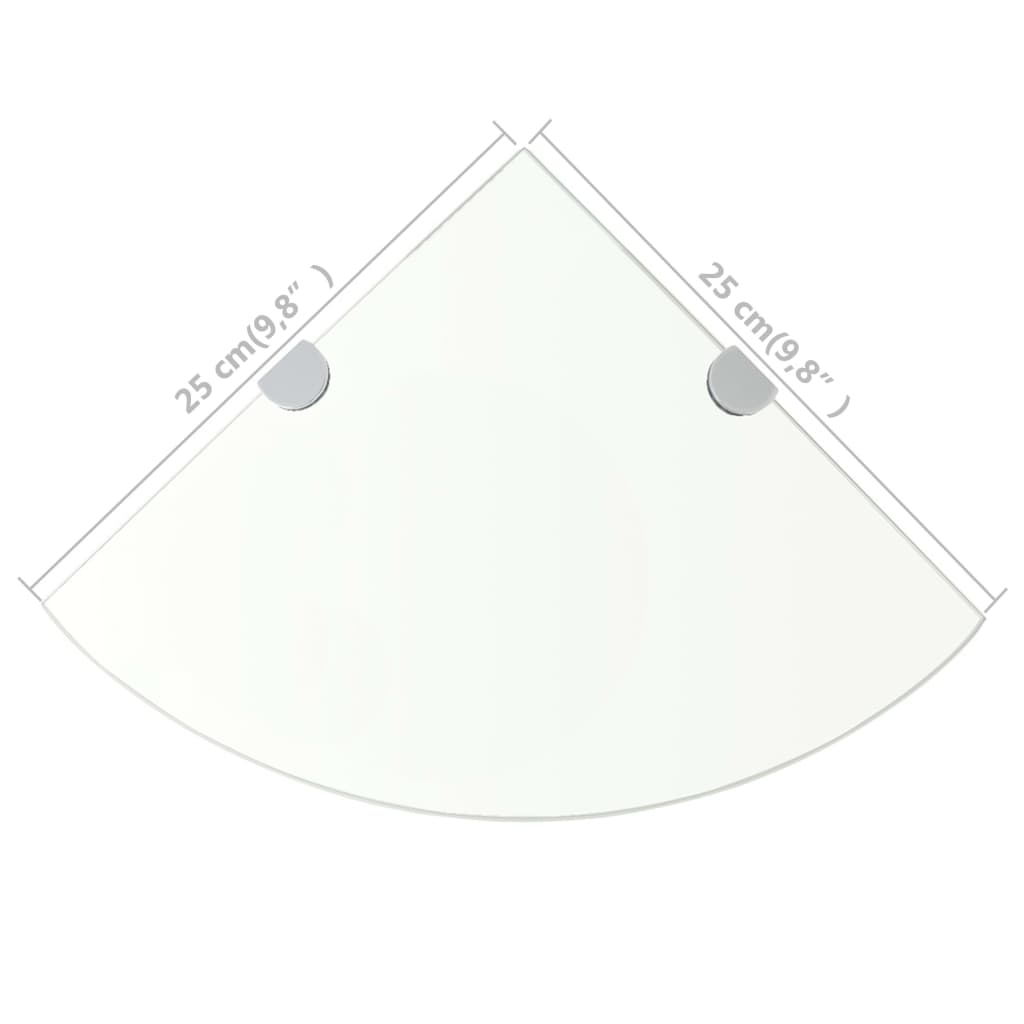 hjørnehylde med krombeslag klart glas 25x25 cm