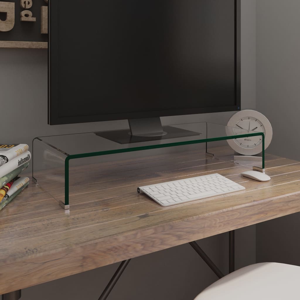 TV-stander/monitorstand klart glas 70x30x13 cm