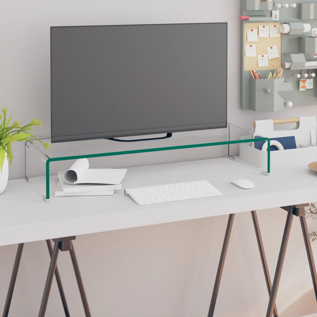 TV-bord/monitorstand i klart glas 80x30x13 cm