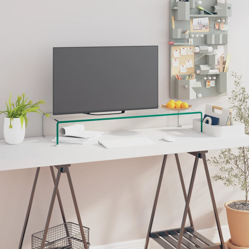 TV-stander/monitorstand klart glas 90x30x13 cm