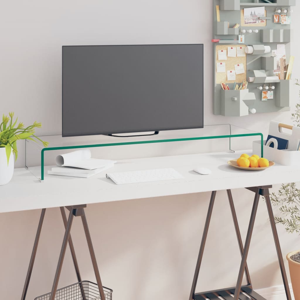 TV-stander/monitorstand klart glas 100x30x13 cm
