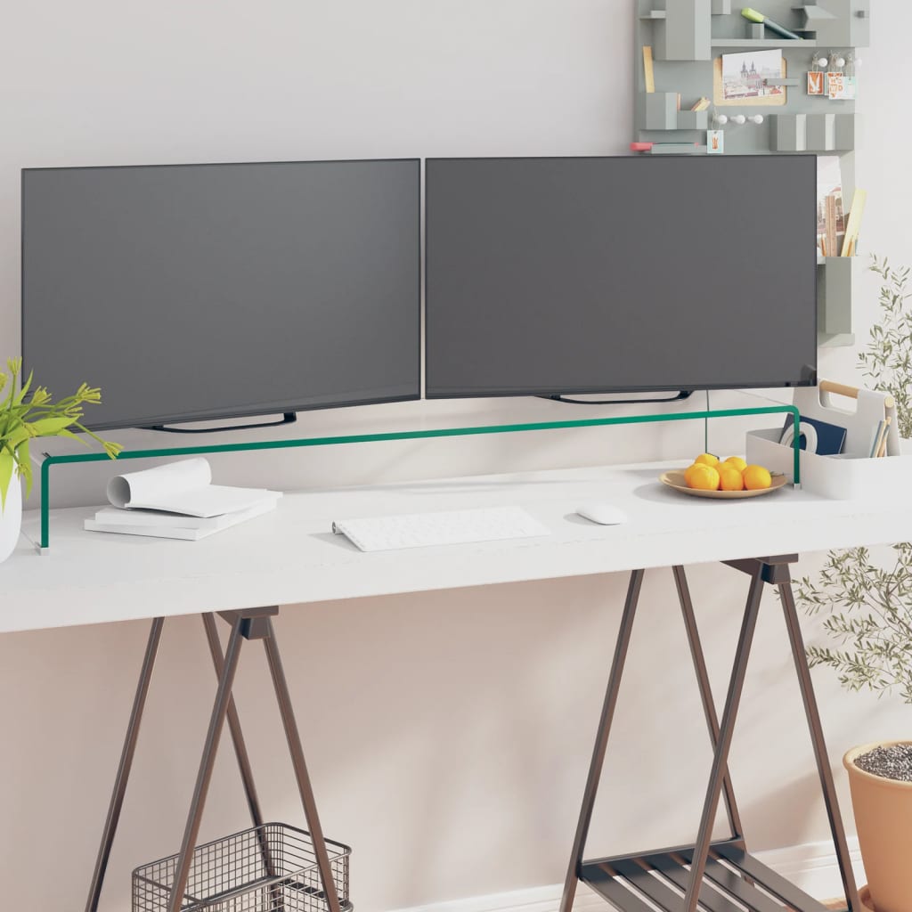 TV-stander/monitorstand klart glas 110x30x13 cm