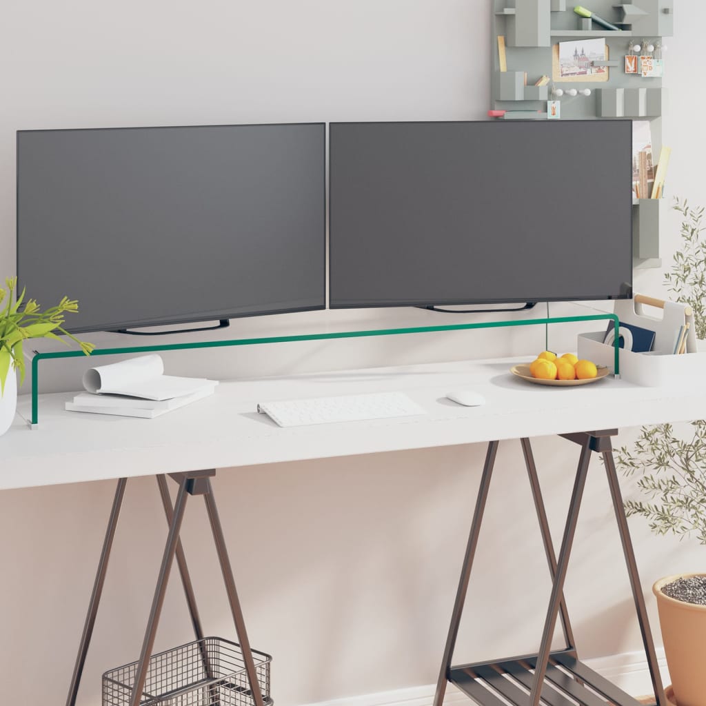 TV-stander/monitorstand klart glas 120x30x13 cm