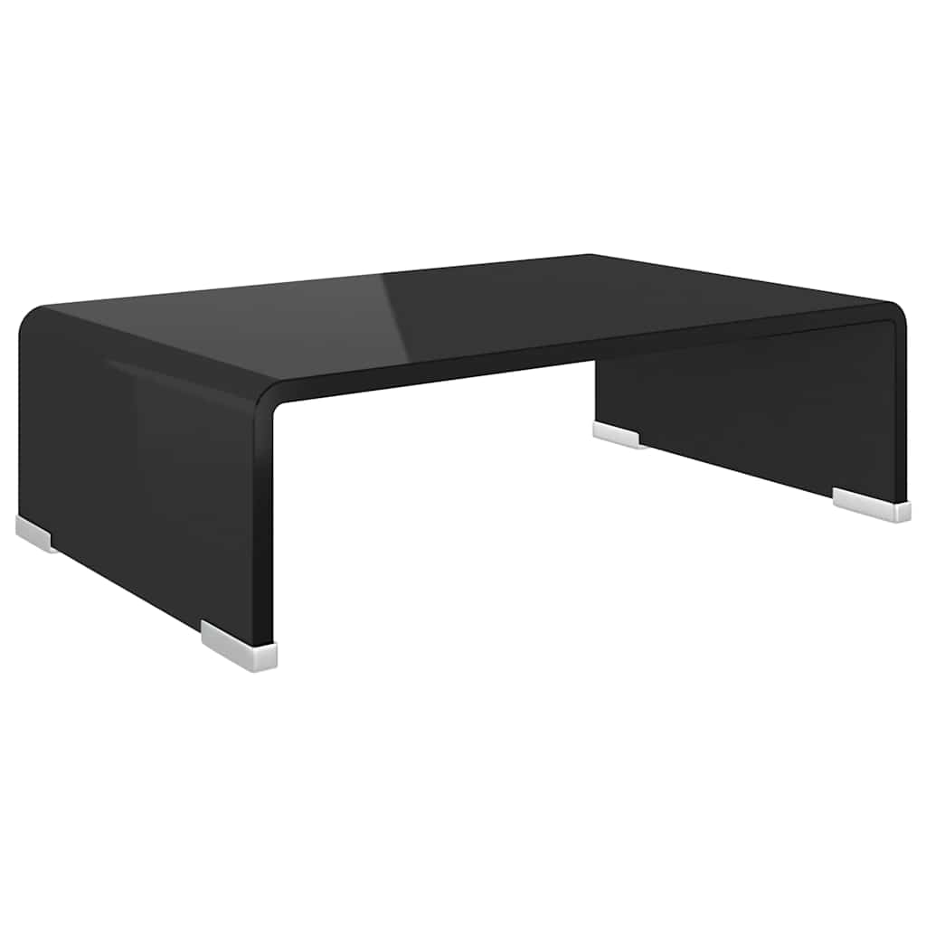 TV-stander/monitorstand sort glas 40x25x11 cm