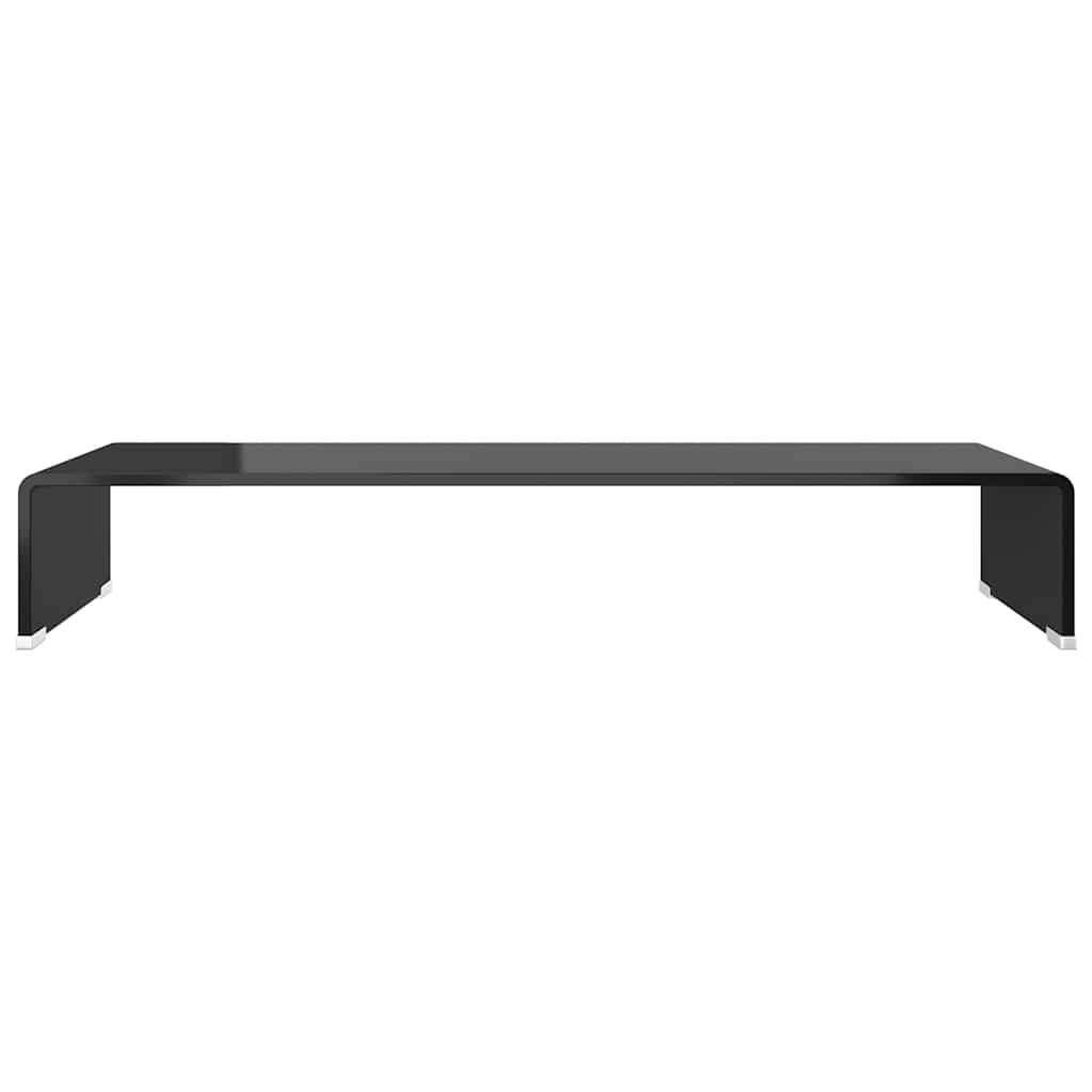 TV-stander/monitorstand sort glas 80x30x13 cm
