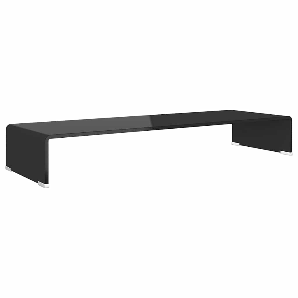 TV-stander/monitorstand sort glas 90x30x13 cm