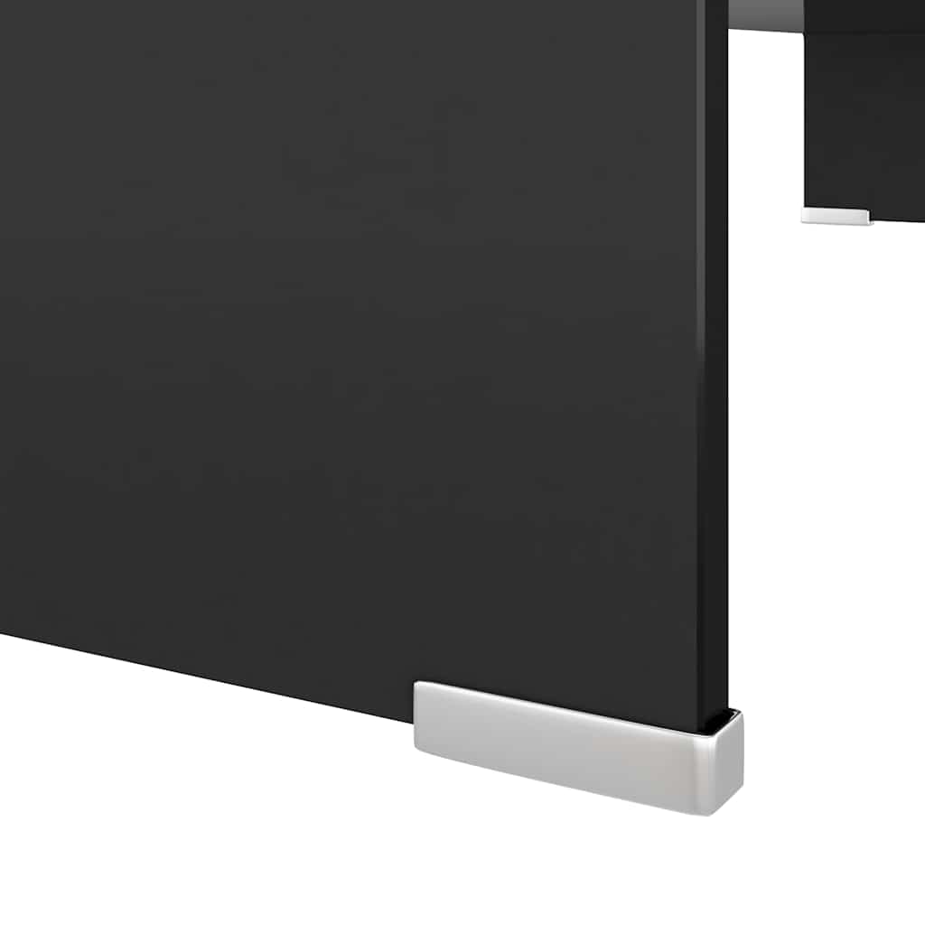 TV-stander/monitorstand sort glas 90x30x13 cm