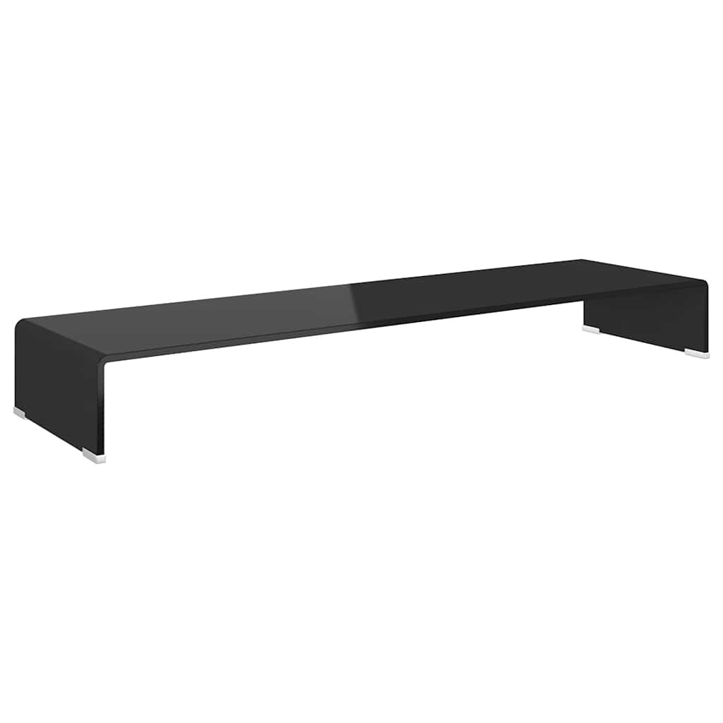 TV-stander/monitorstand sort glas 110x30x13 cm