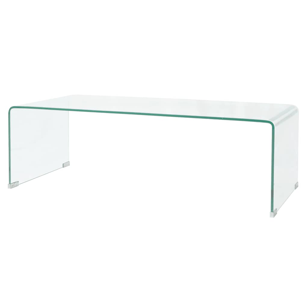 sofabord 98x45x30 cm hærdet glas transparent