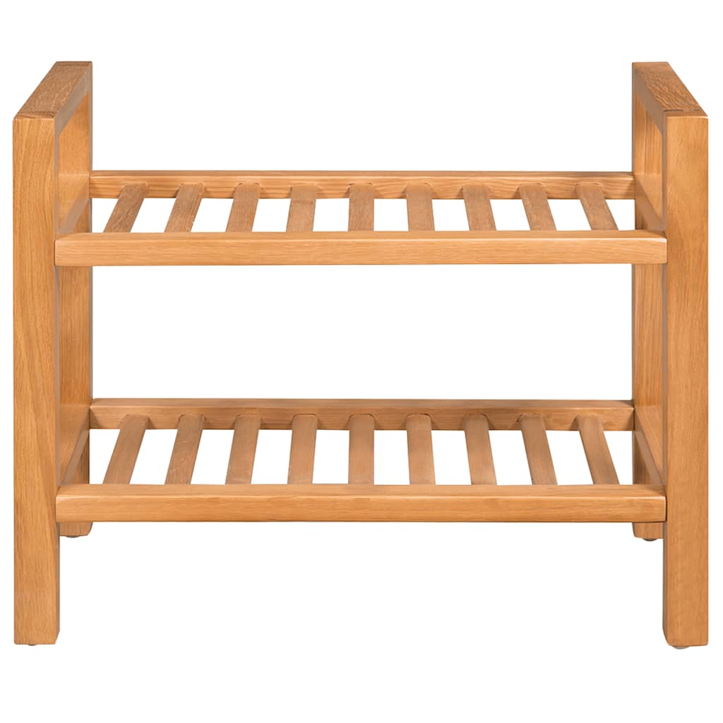 skostativ med 2 hylder 49,5x27x40 cm massivt egetræ