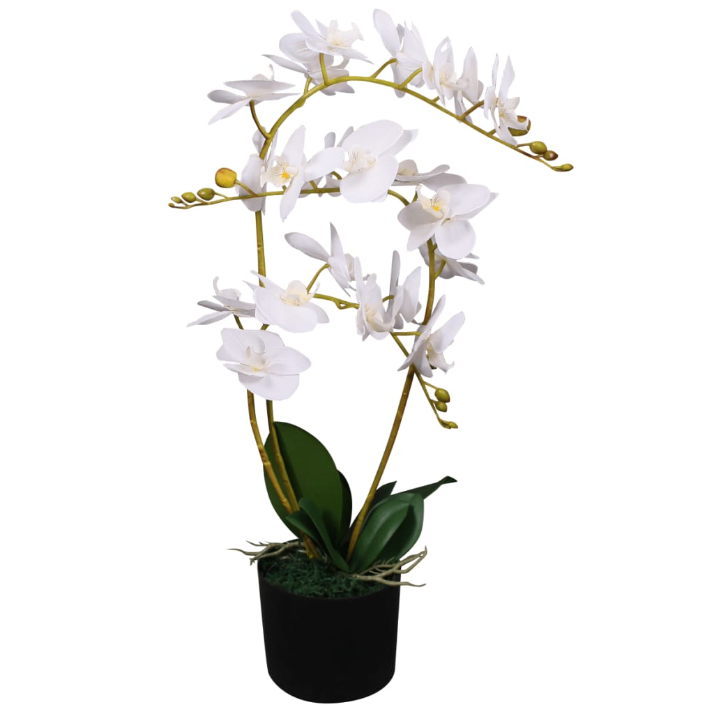 kunstig orkidéplante med urtepotte 65 cm hvid