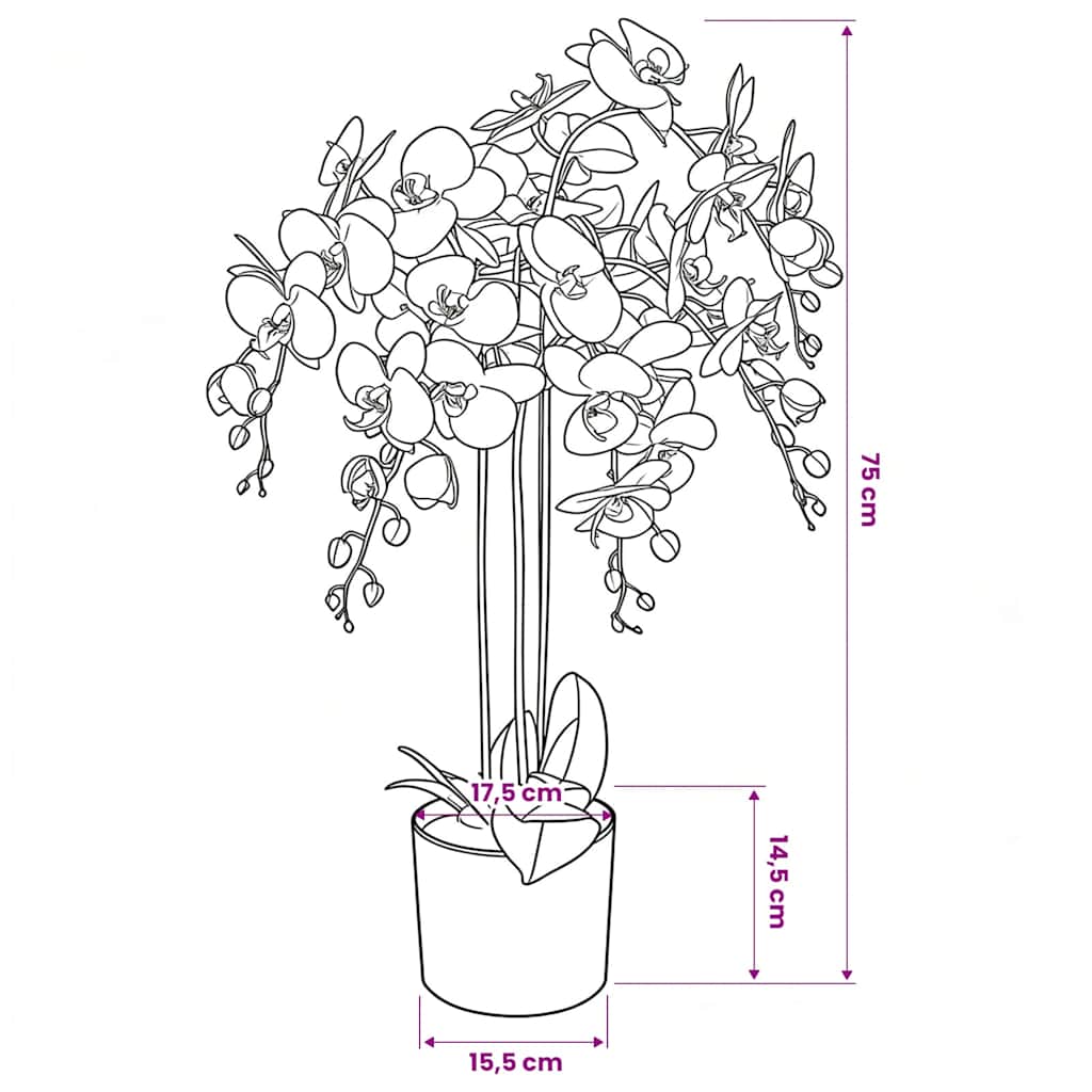 kunstig orkidéplante med potte 75 cm hvid