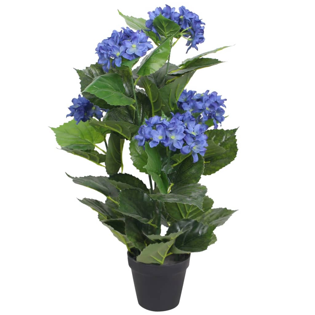 kunstig hortensia-plante med potte 60 cm blå