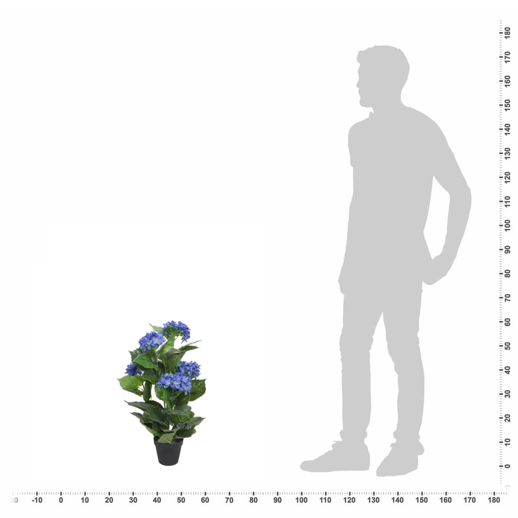 kunstig hortensia-plante med potte 60 cm blå