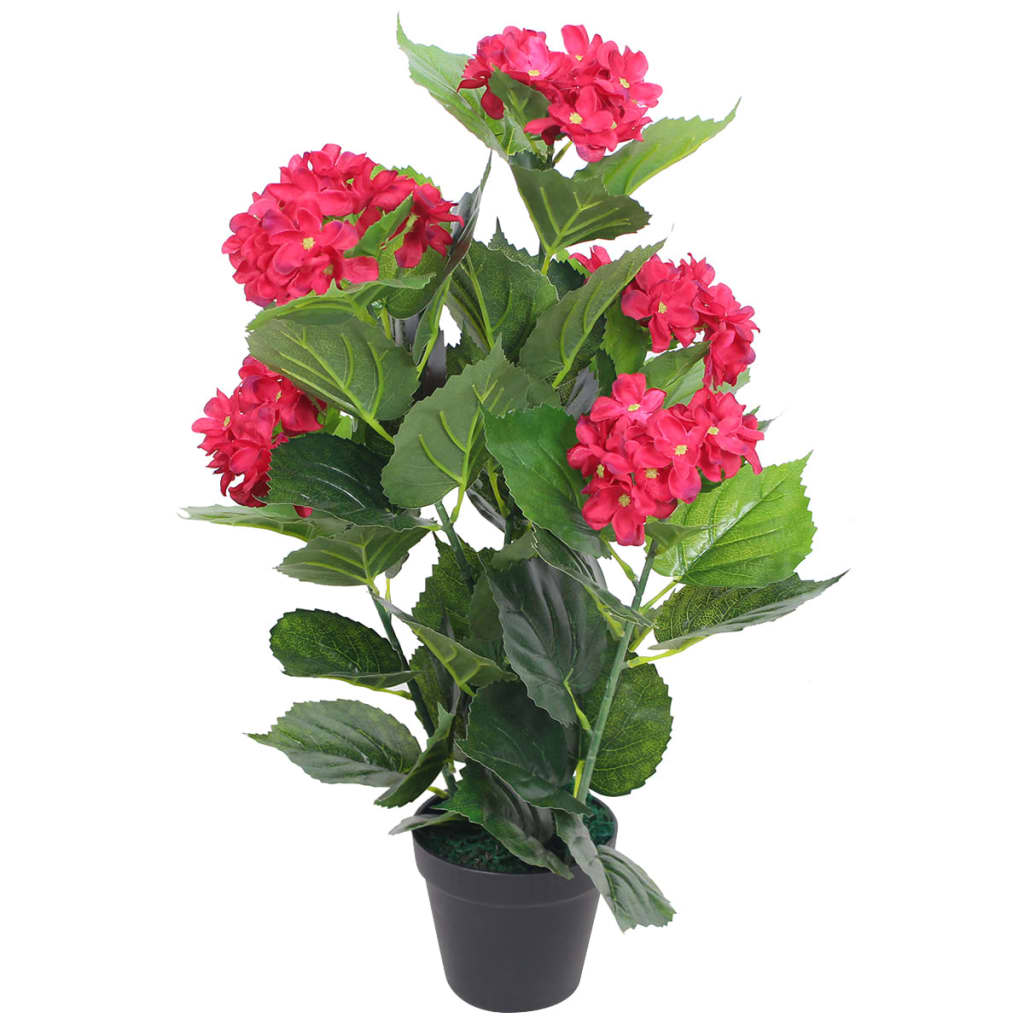 kunstig hortensia-plante med urtepotte 60 cm rød