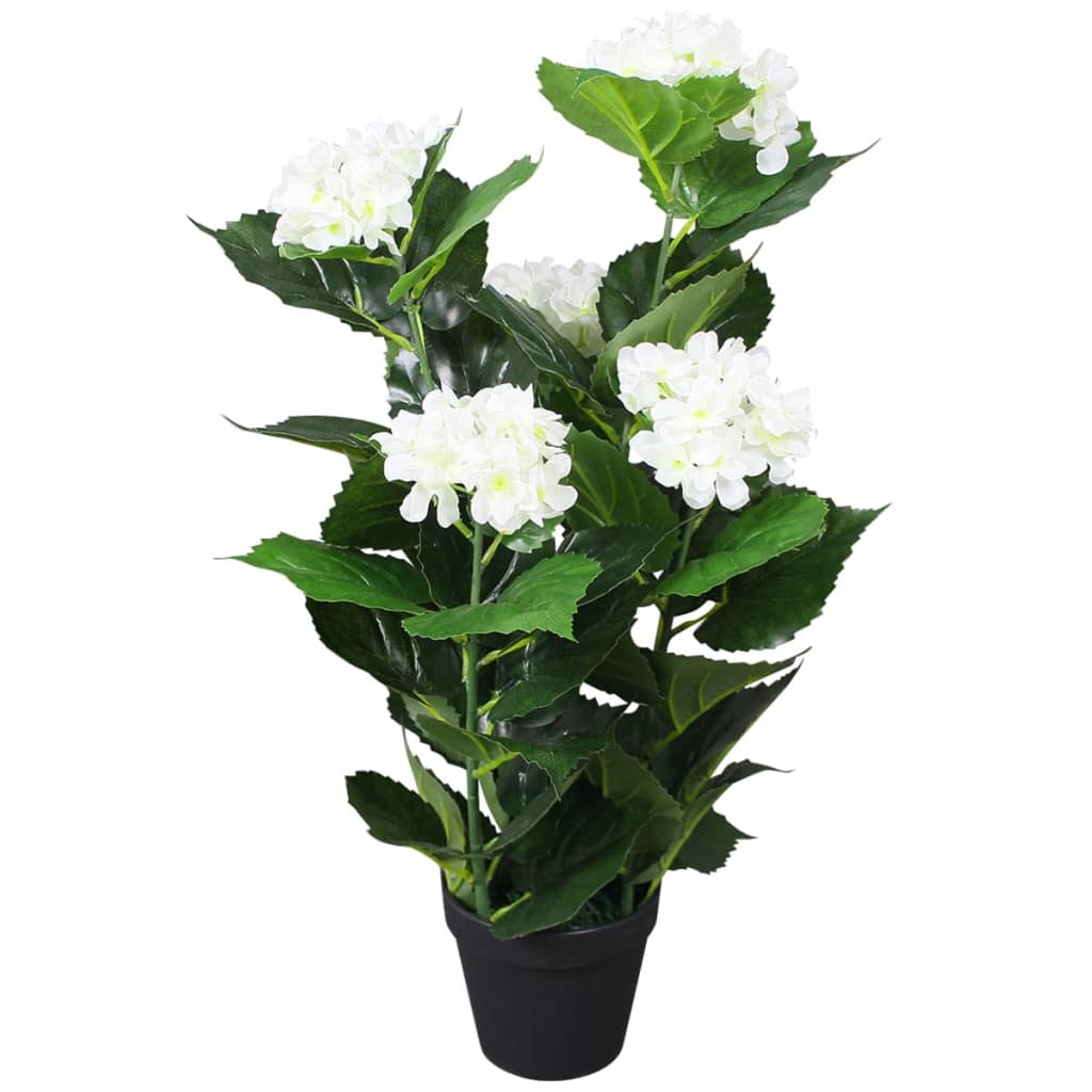 kunstig hortensia-plante med urtepotte 60 cm hvid