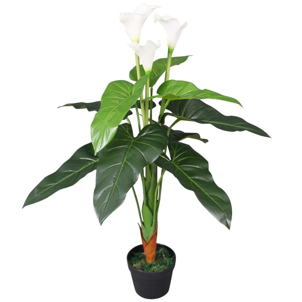 kunstig kallalilje med potte 85 cm hvid