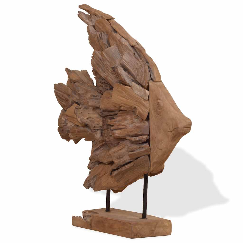 fiskeskulptur i teaktræ 40x12x57 cm