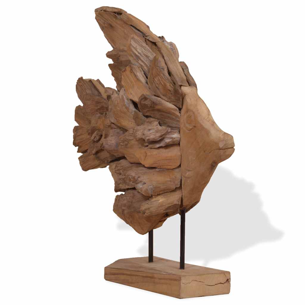 fiskeskulptur i teaktræ 40x12x57 cm