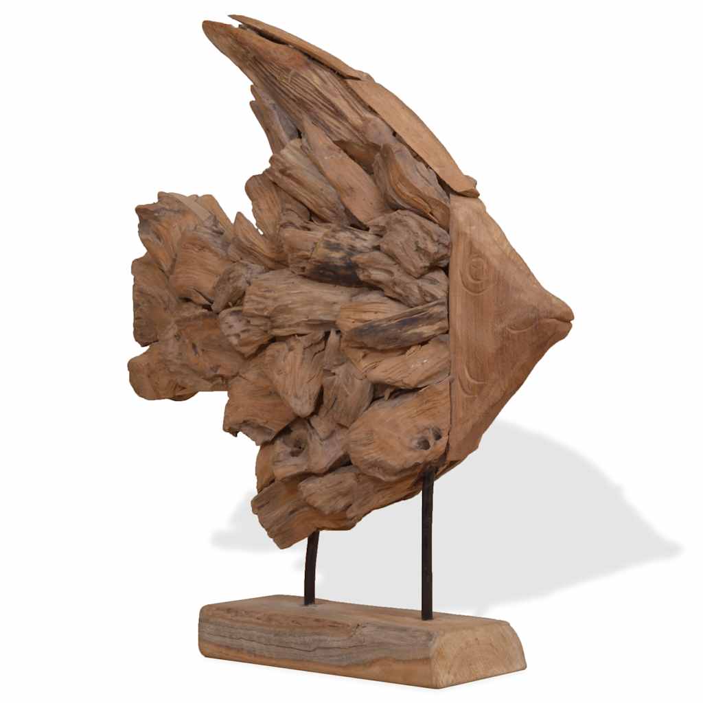 fiskeskulptur i teaktræ 40x12x57 cm