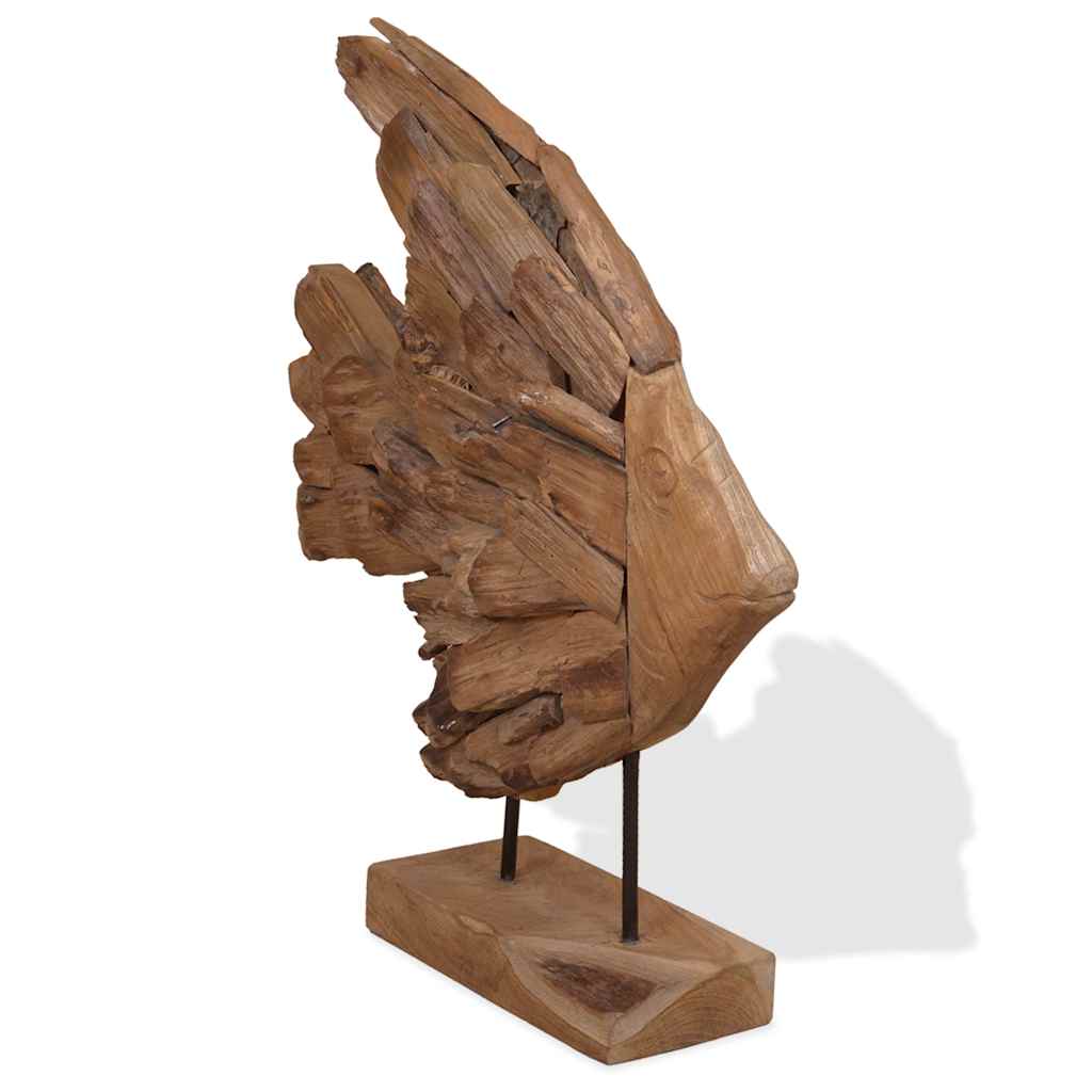 fiskeskulptur i teaktræ 40x12x57 cm