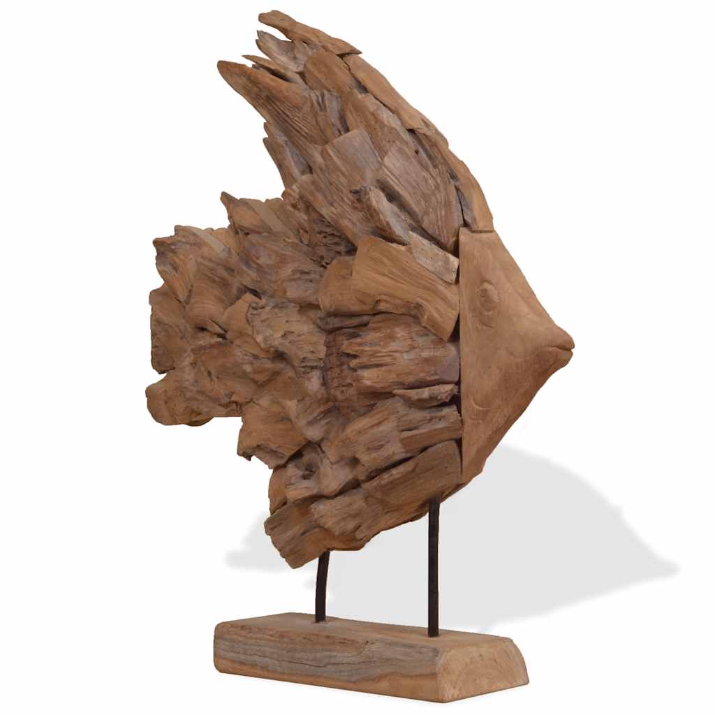 fiskeskulptur i teaktræ 40x12x57 cm