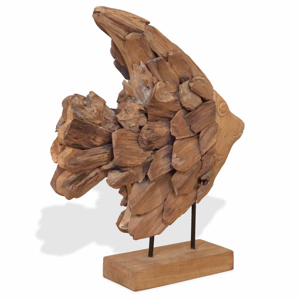 fiskeskulptur i teaktræ 40x12x57 cm